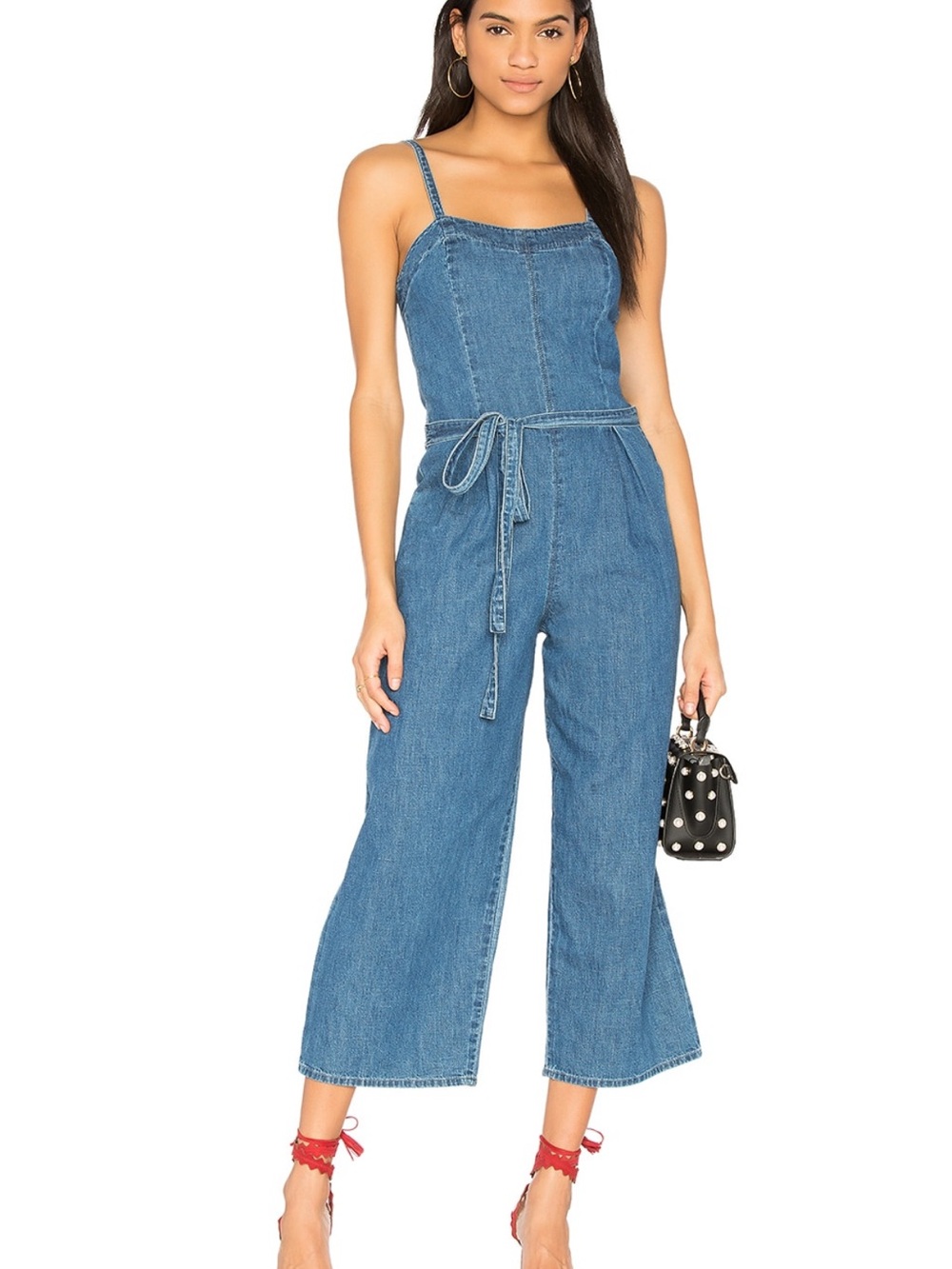 AG Adriano Goldschmmied Blue Denim Sleeveless Tie-Waist Jumpsuit NWT size S